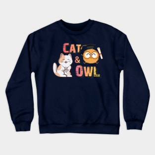 "Cat & Owl"  Awesome Design Crewneck Sweatshirt